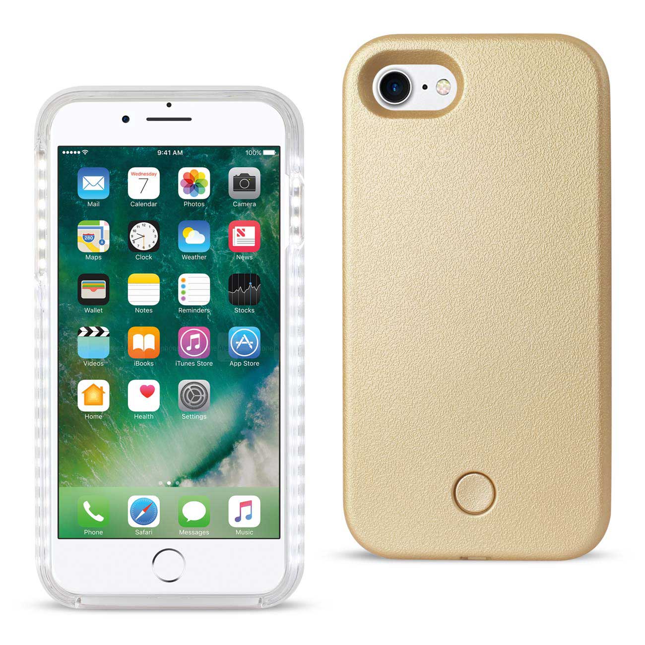 Case Illuminated LED Selfie Light Up iPhone 7/ 8/ SE2 Gold Color