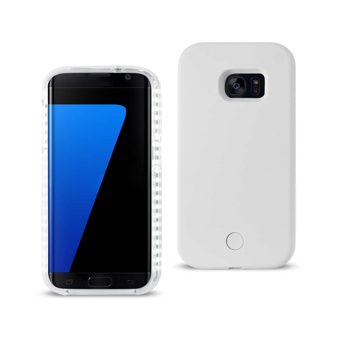 SAMSUNG GALAXY S7 EDGE LED SELFIE LIGHT UP ILLUMINATED CASE IN WHITE