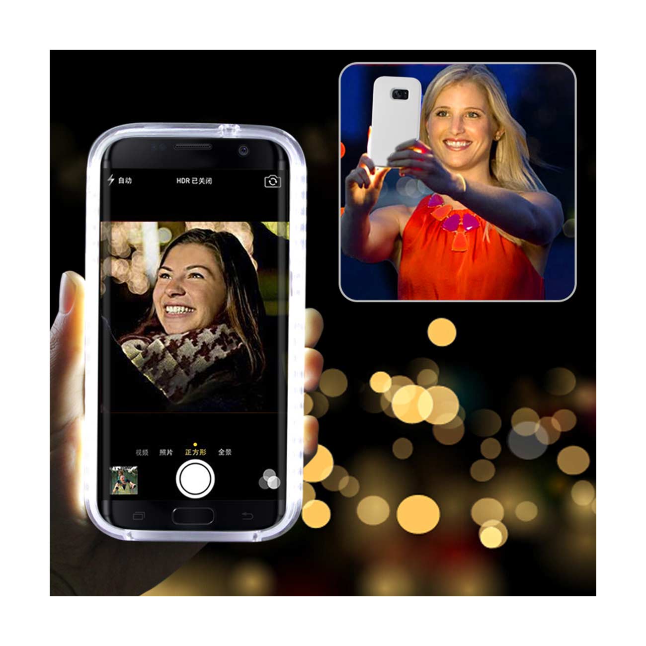 SAMSUNG GALAXY S7 EDGE LED SELFIE LIGHT UP ILLUMINATED CASE IN WHITE