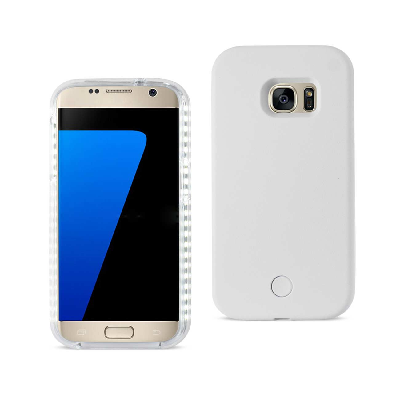 SAMSUNG GALAXY S7 LED SELFIE LIGHT UP ILLUMINATED CASE IN WHITE