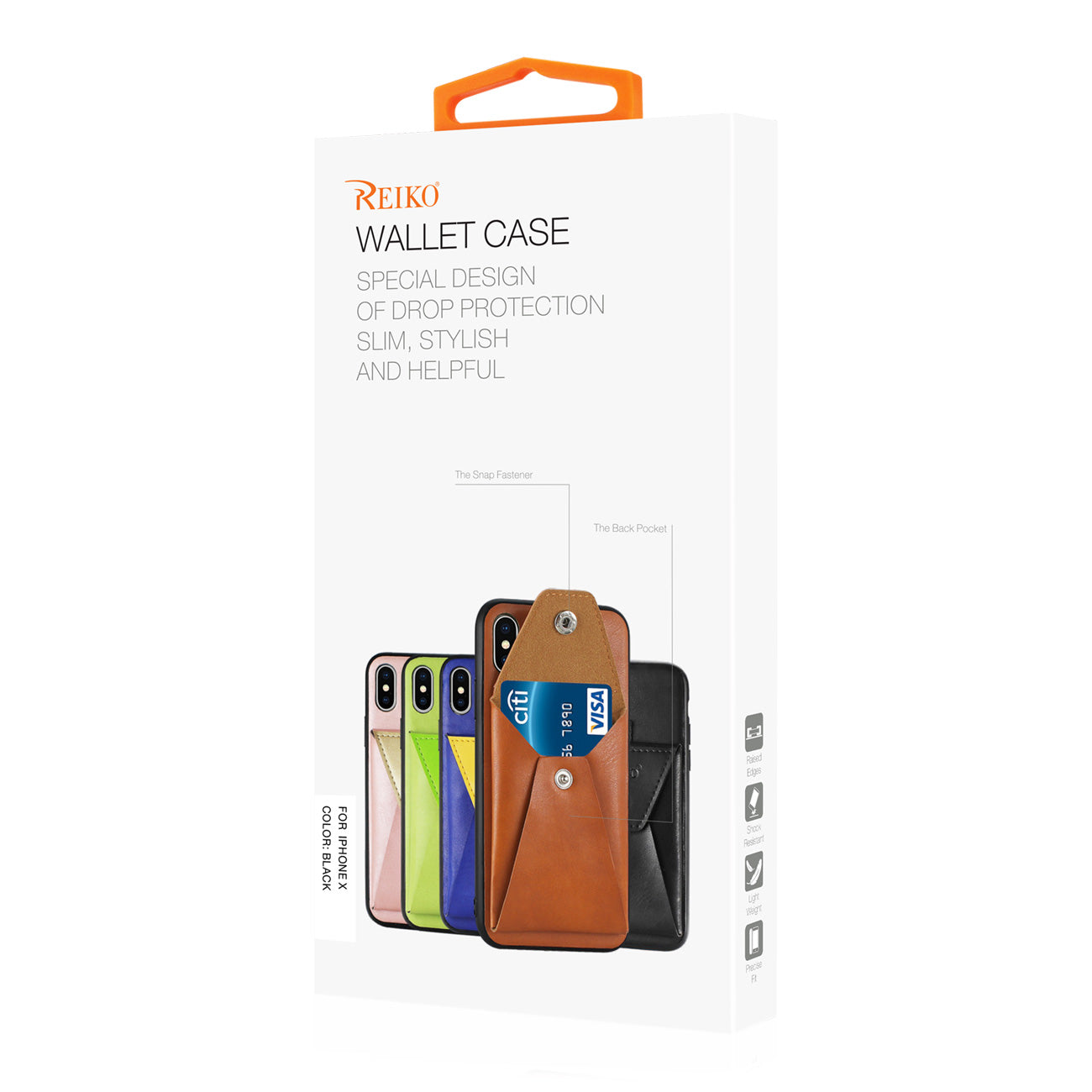 iPhone X/iPhone XS Durable Leather Protective Case With Back Pocket In Black