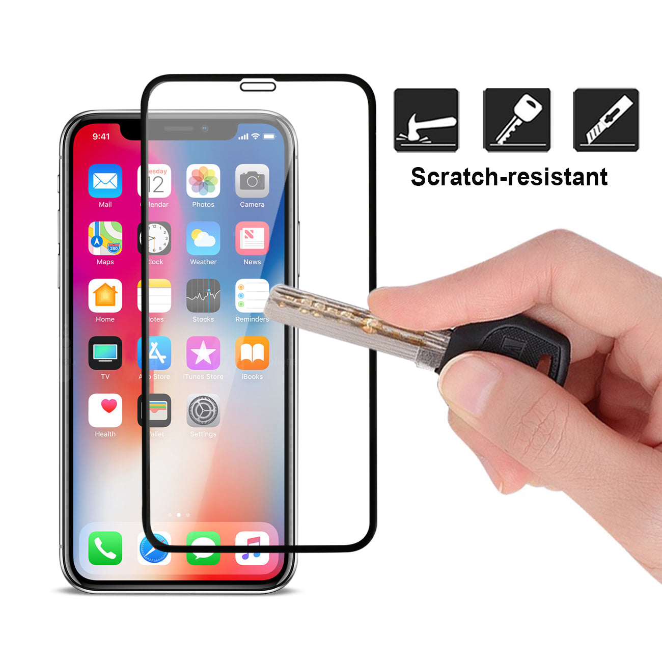 iPhone X Screen Tempered Glass 3D full coverage HD Clear Protective Film In Black