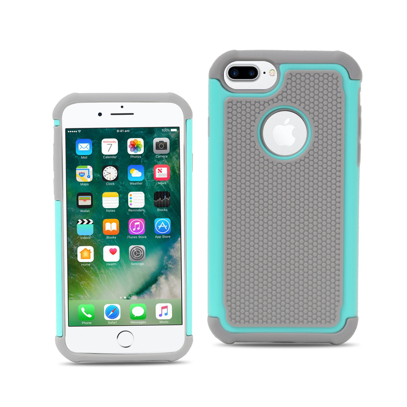 Case Protective Hybrid Dual Layer iPhone 7 Plus/ 8 Plus Gray Blue Color