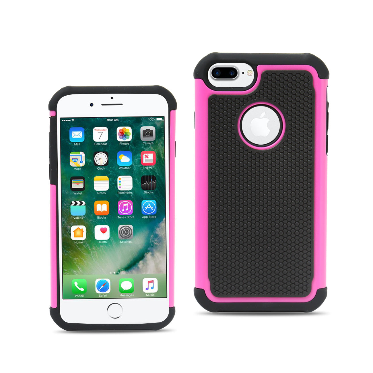 Case Protective Hybrid Dual Layer iPhone 7 Plus/ 8 Plus Hot Pink Color