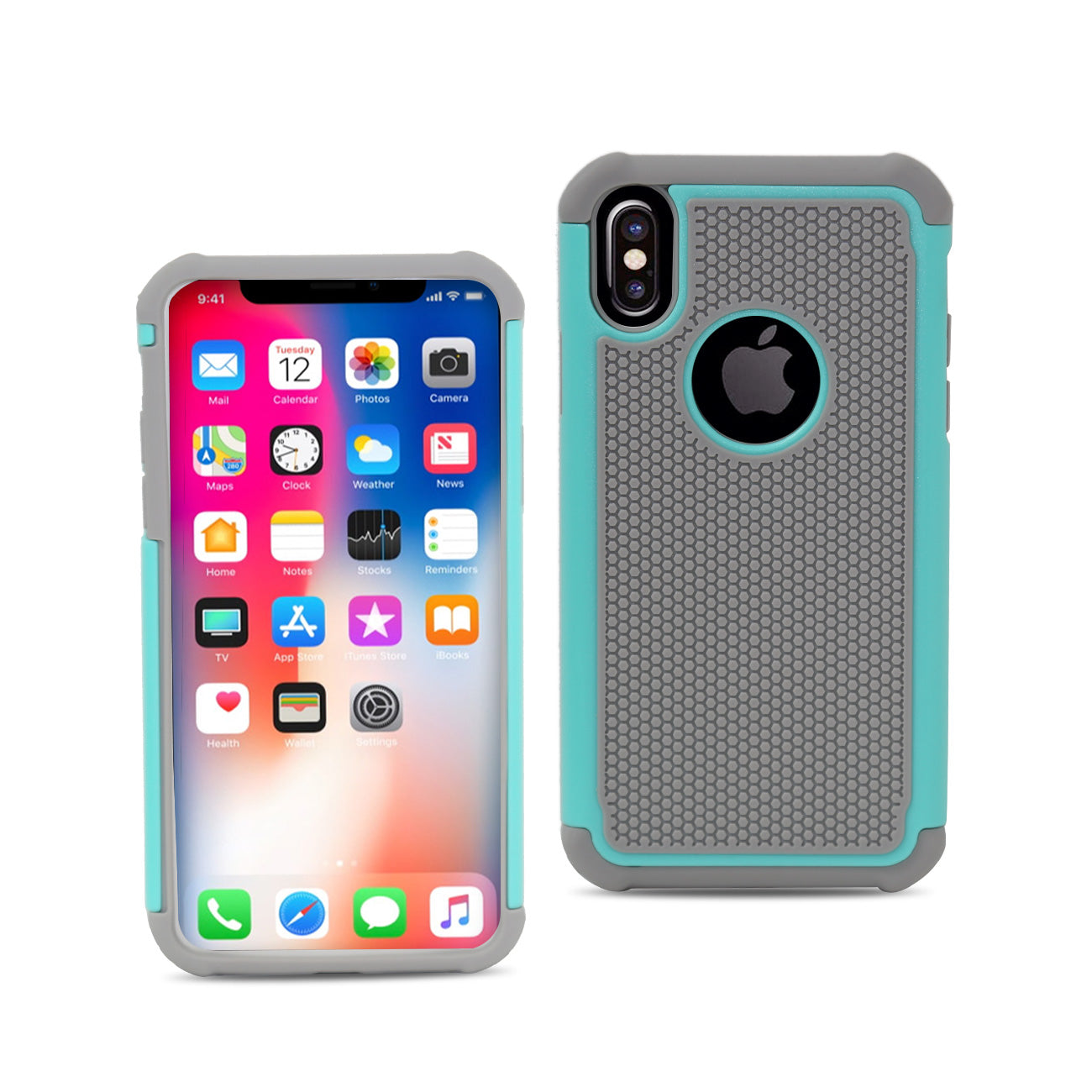 iPhone X Hybrid Dual Layer Protective Case In Gray Blue