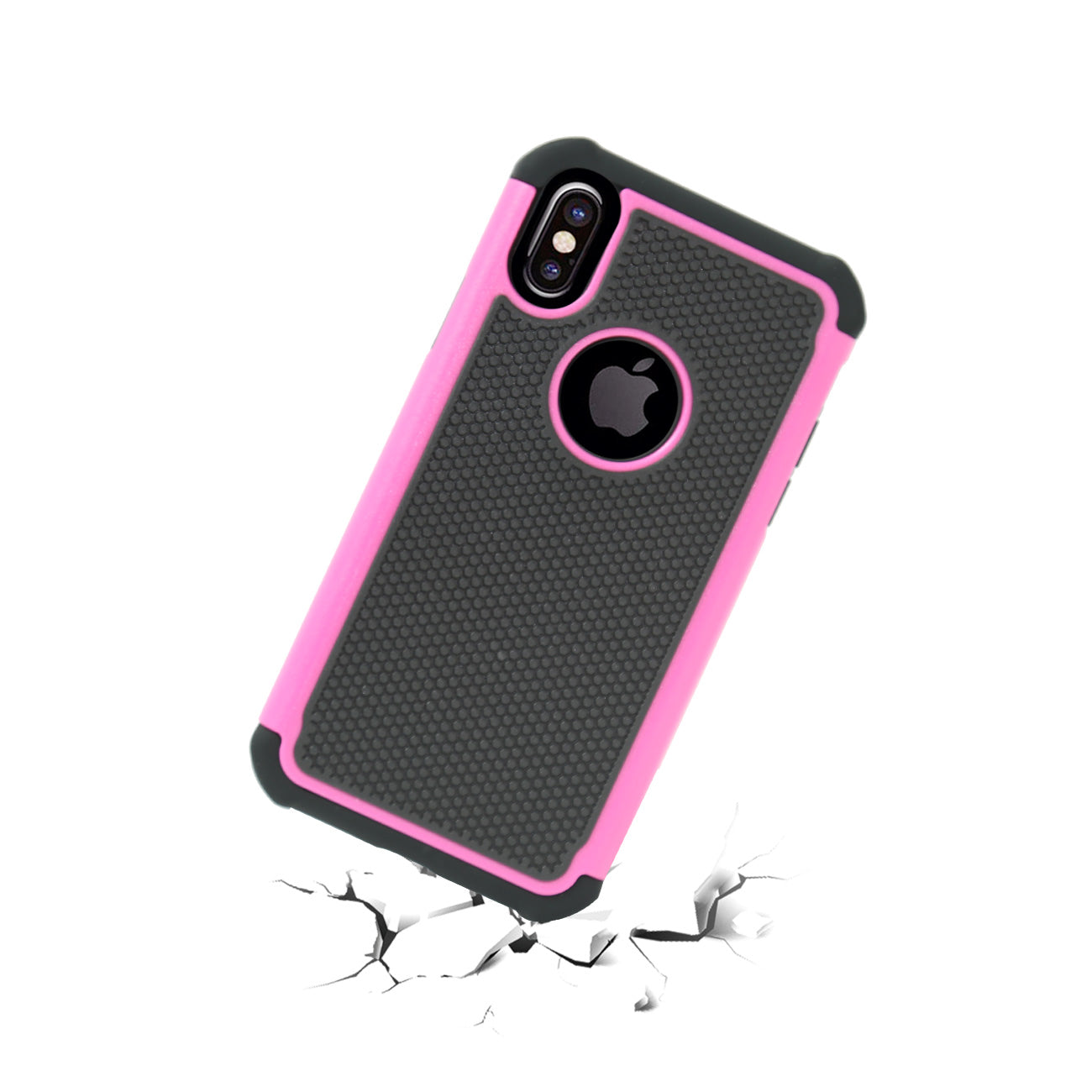 iPhone X Hybrid Dual Layer Protective Case In Hot Pink