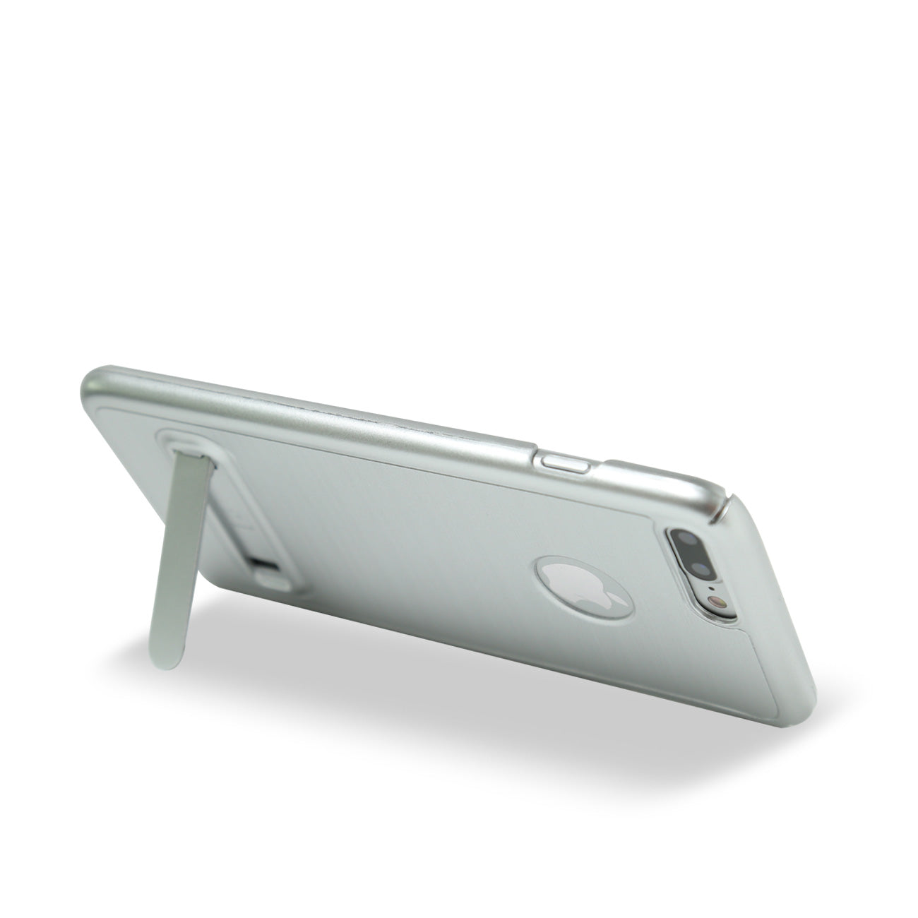 Case Metal Brushed Texture With Kickstand iPhone 7 Plus/ 8 Plus Silver Color