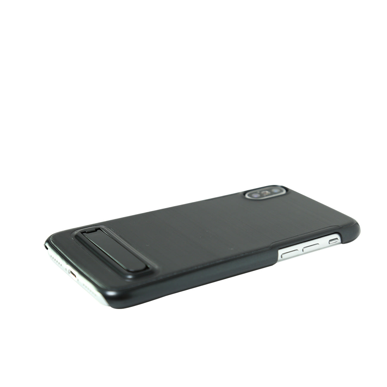 iPhone X Metal Brushed Texture Case With Kickstand In Black