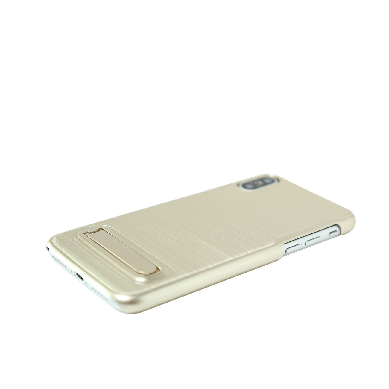 iPhone X Metal Brushed Texture Case With Kickstand In Gold