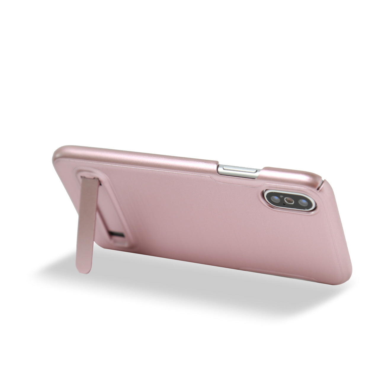iPhone X Metal Brushed Texture Case With Kickstand In Rose Gold