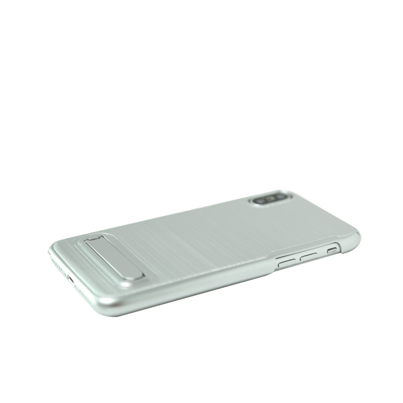 iPhone X Metal Brushed Texture Case With Kickstand In Silver