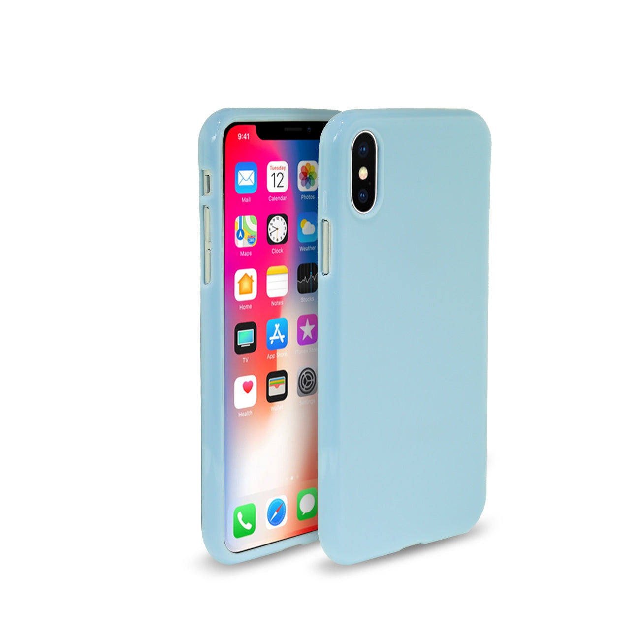 iPhone X Slim Colorful Jelly Case In Blue