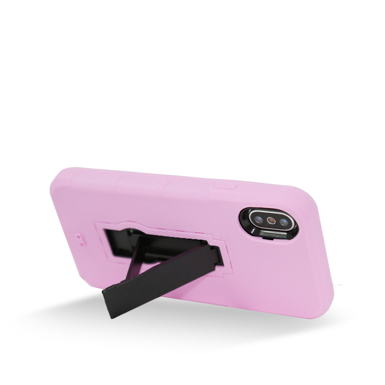 iPhone X Hybrid Dual Layer Protective Case With Kick-Stand In Pink