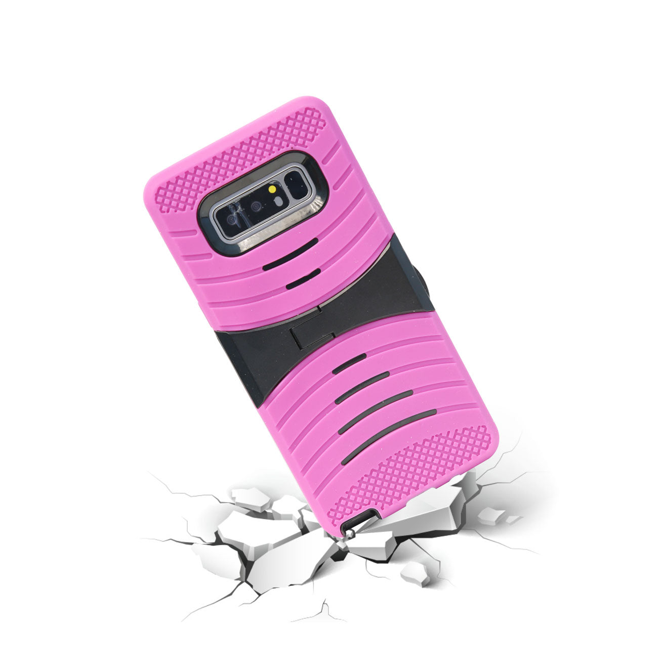 Samsung Galaxy Note 8 Hybrid Dual Layer Protective Case With Kick-Stand In Hot Pink