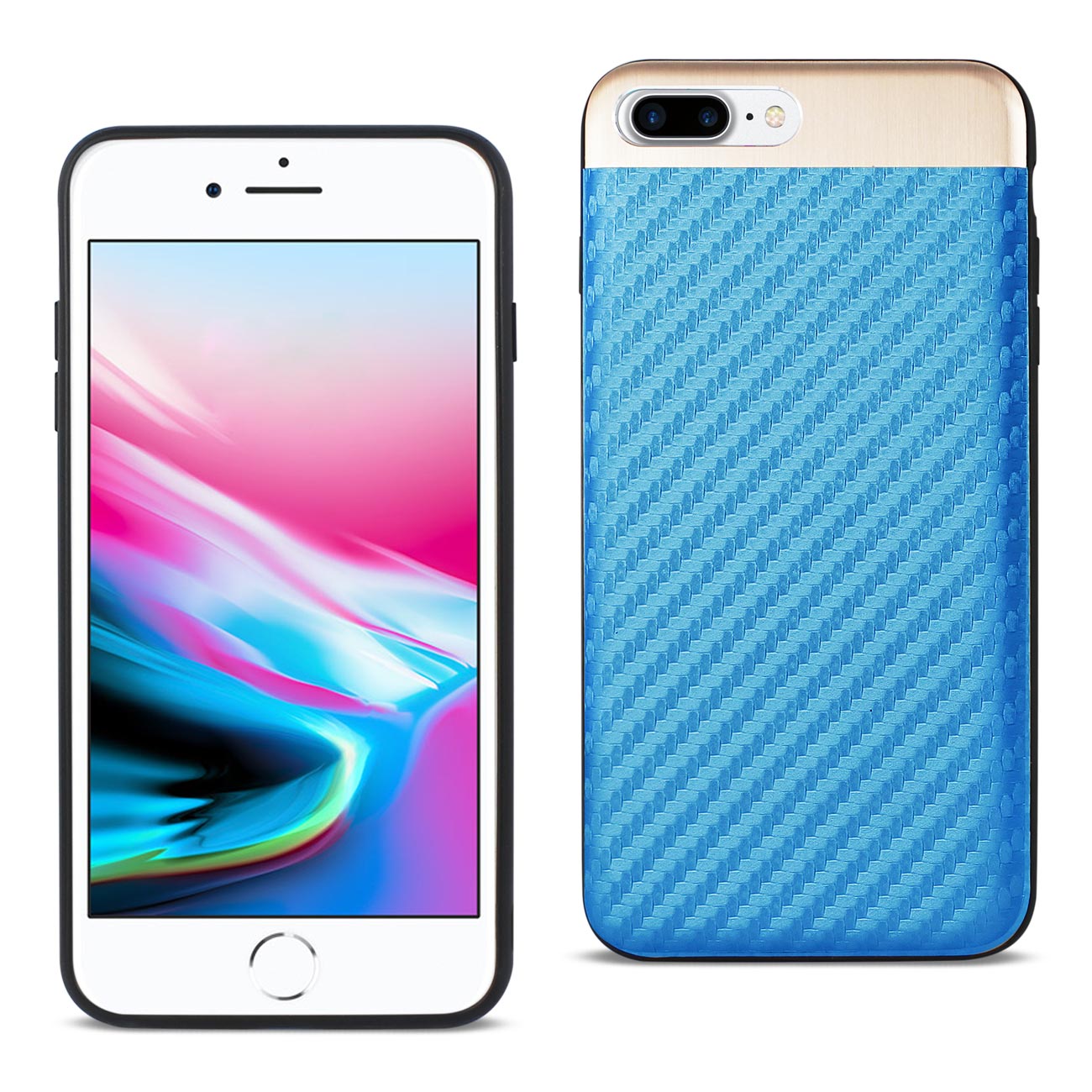 Cover Brushed Aluminum Metal Carbon Fiber Style iPhone 8/ 7 Plus
