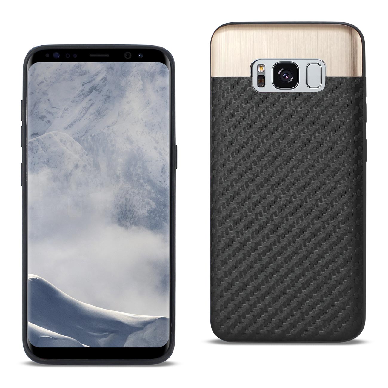 Cover Brushed Aluminum Metal Carbon Fiber Style Samsung S8