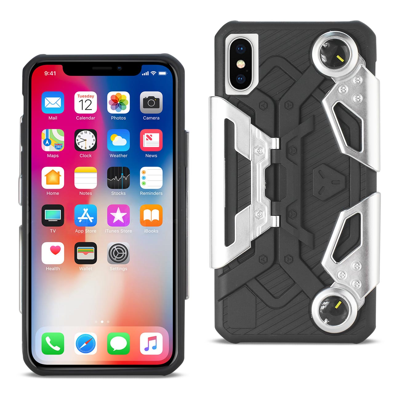 Phone Case Crab Smart With Foldable Joystick And Holder iPhone X Silver Color