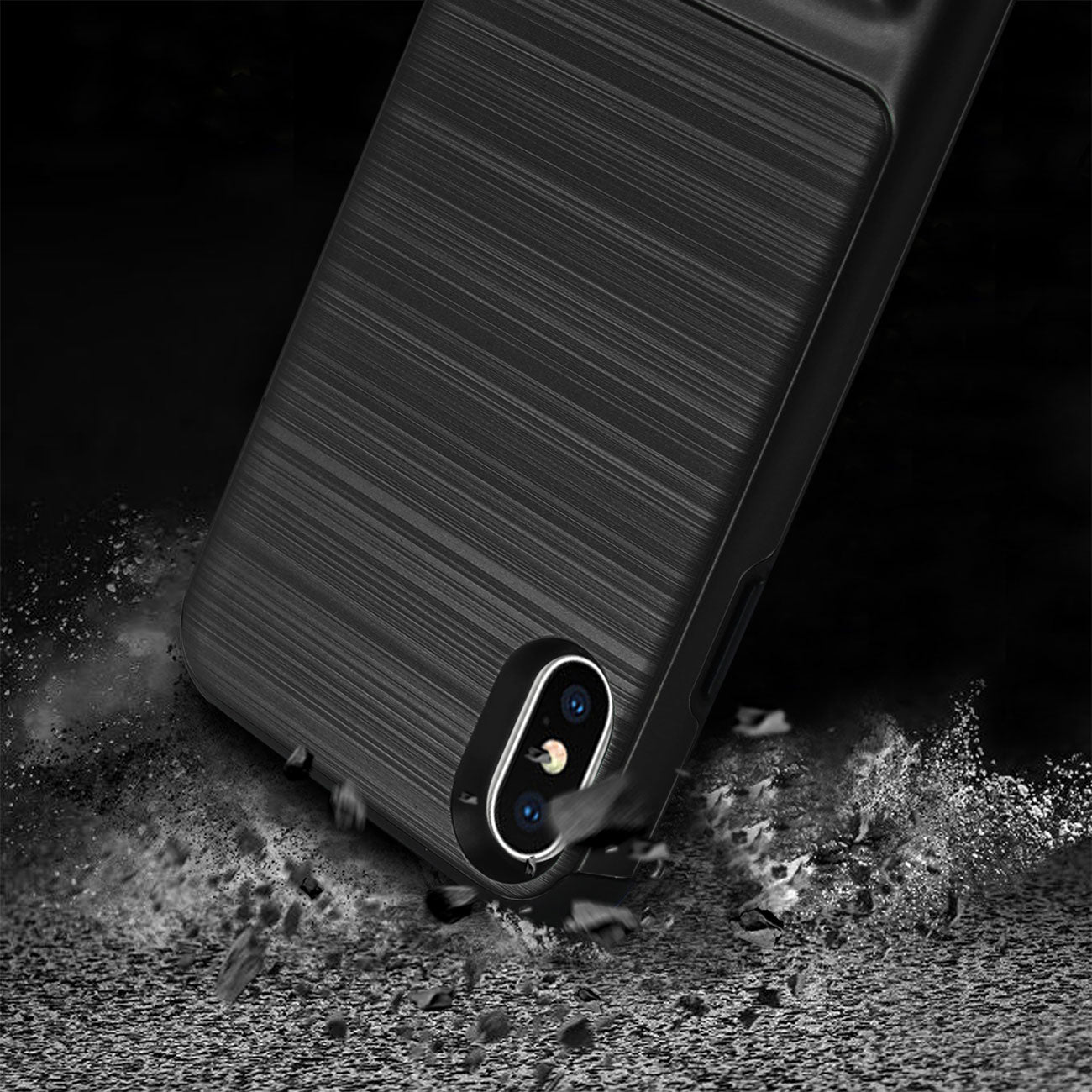 Wallet Case Semi-Automatic Card Holding Apple iPhone X Black Color