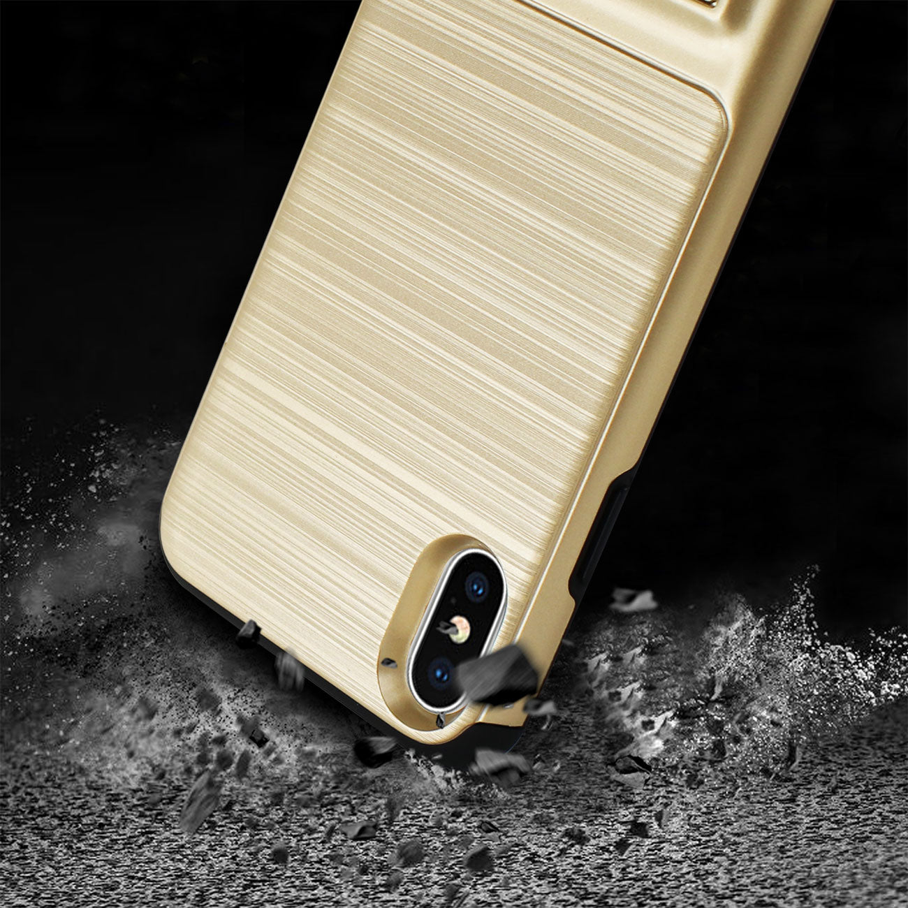 iPhone Semi-Automatic Card Holding Wallet Case for Apple iPhone X Gold Color