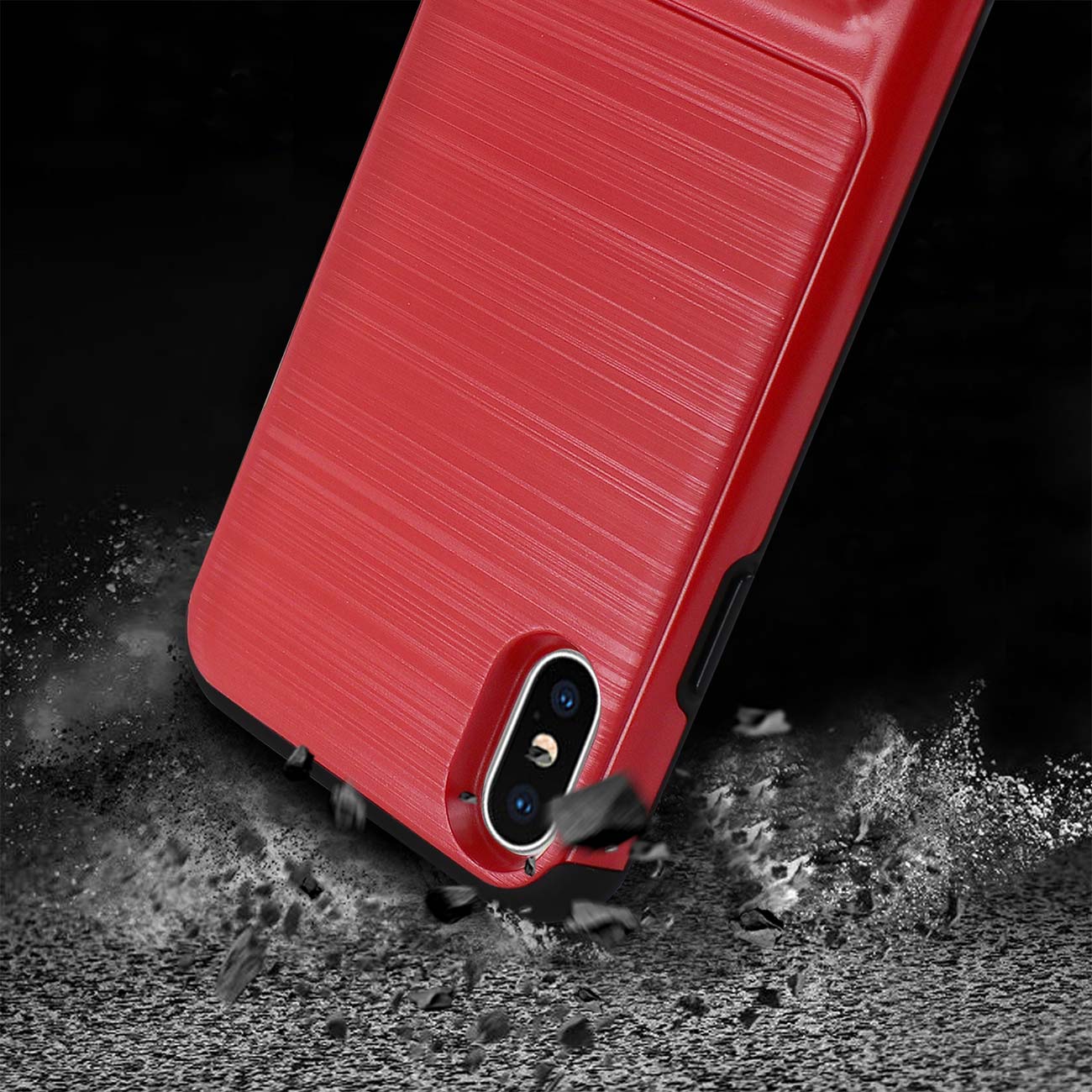 iPhone Semi-Automatic Card Holding Wallet Case for Apple iPhone X Red Color