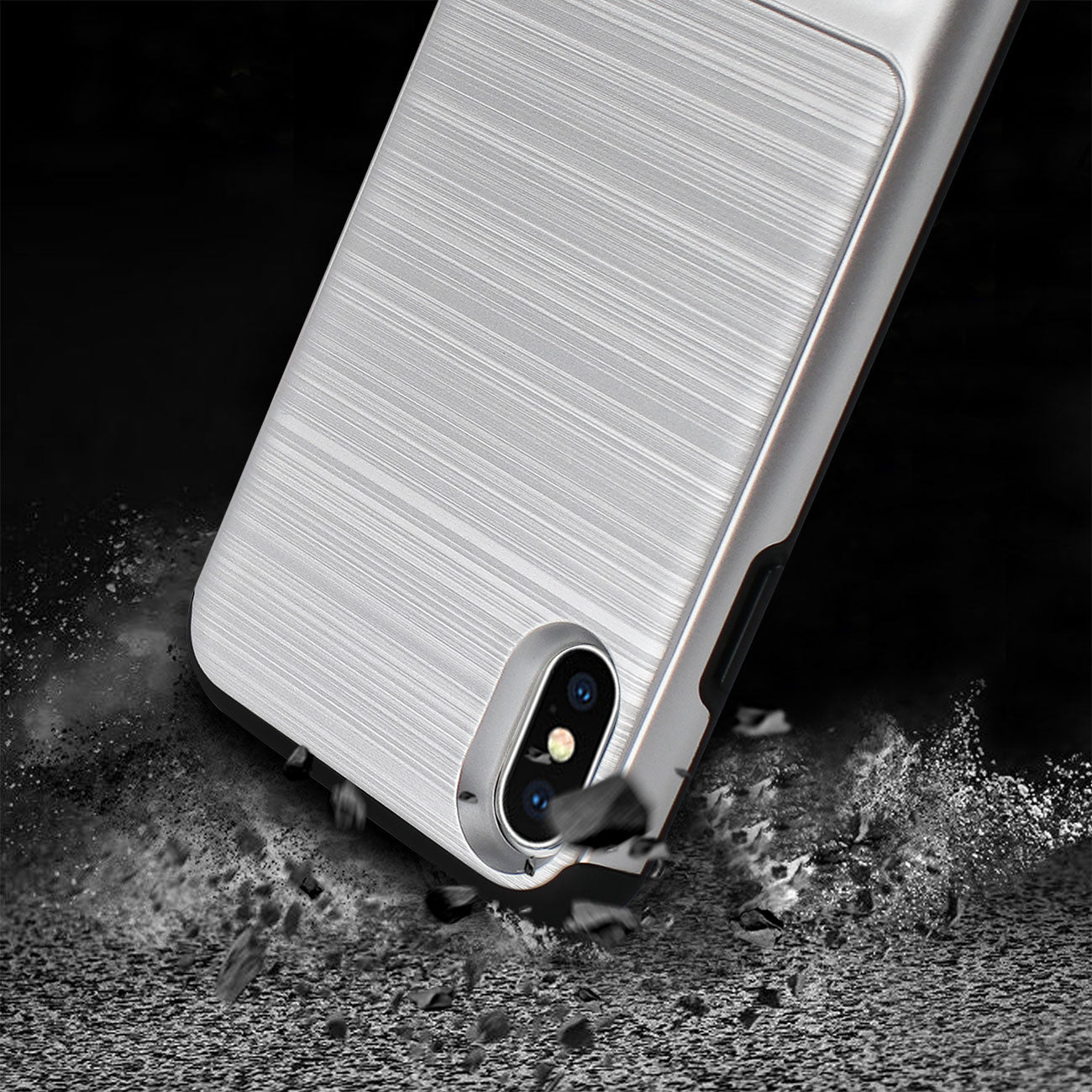 iPhone Semi-Automatic Card Holding Wallet Case for Apple iPhone X Silver Color