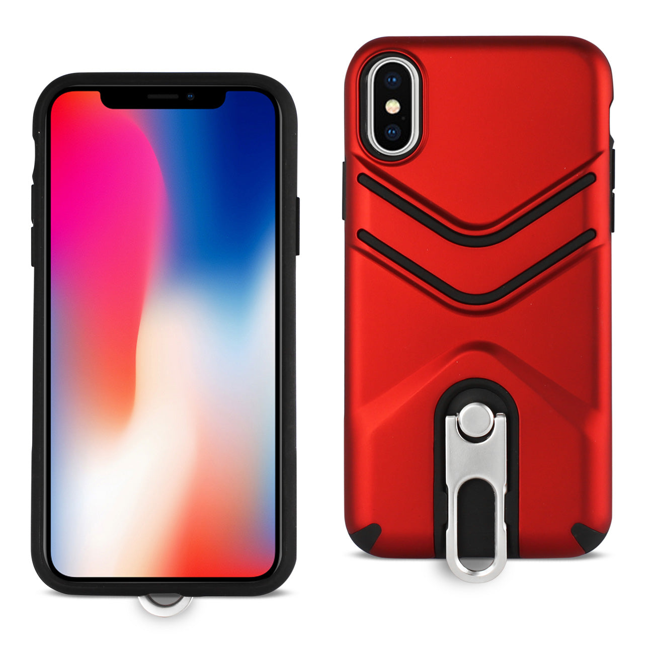Cover PC TPU Protective With 360 Degree Rotatable Stand Slim-Fit Apple iPhone X Red Color