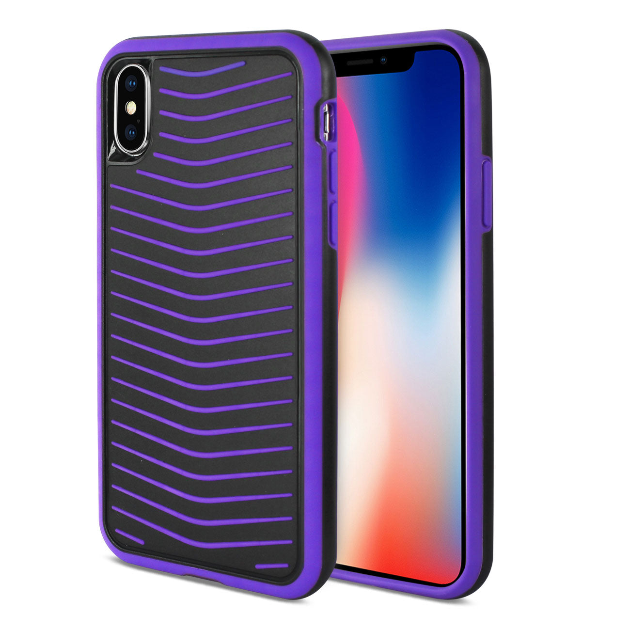 iPhone X Grip Case Multi Layer Protection Cover In Black And Purple