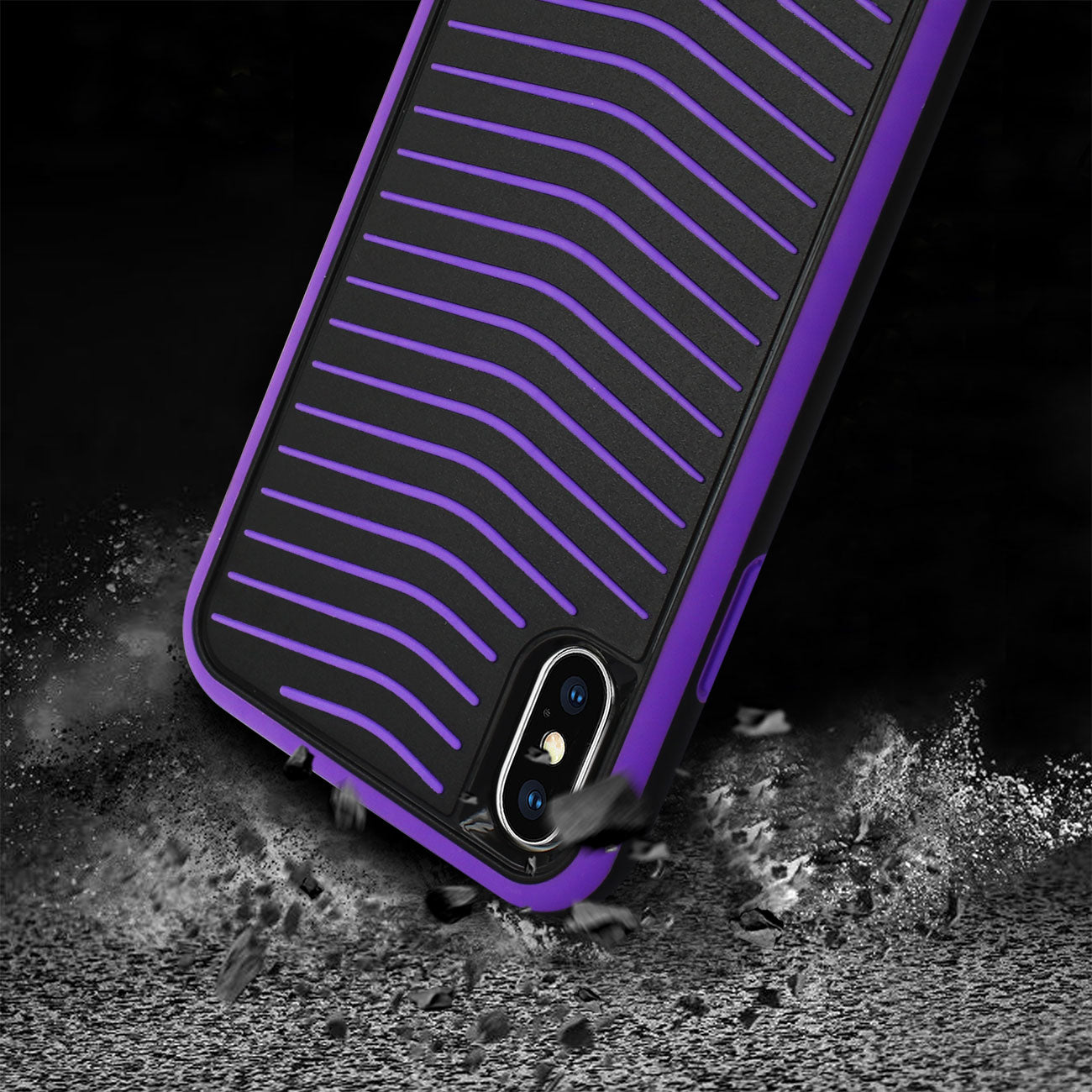 iPhone X Grip Case Multi Layer Protection Cover In Black And Purple
