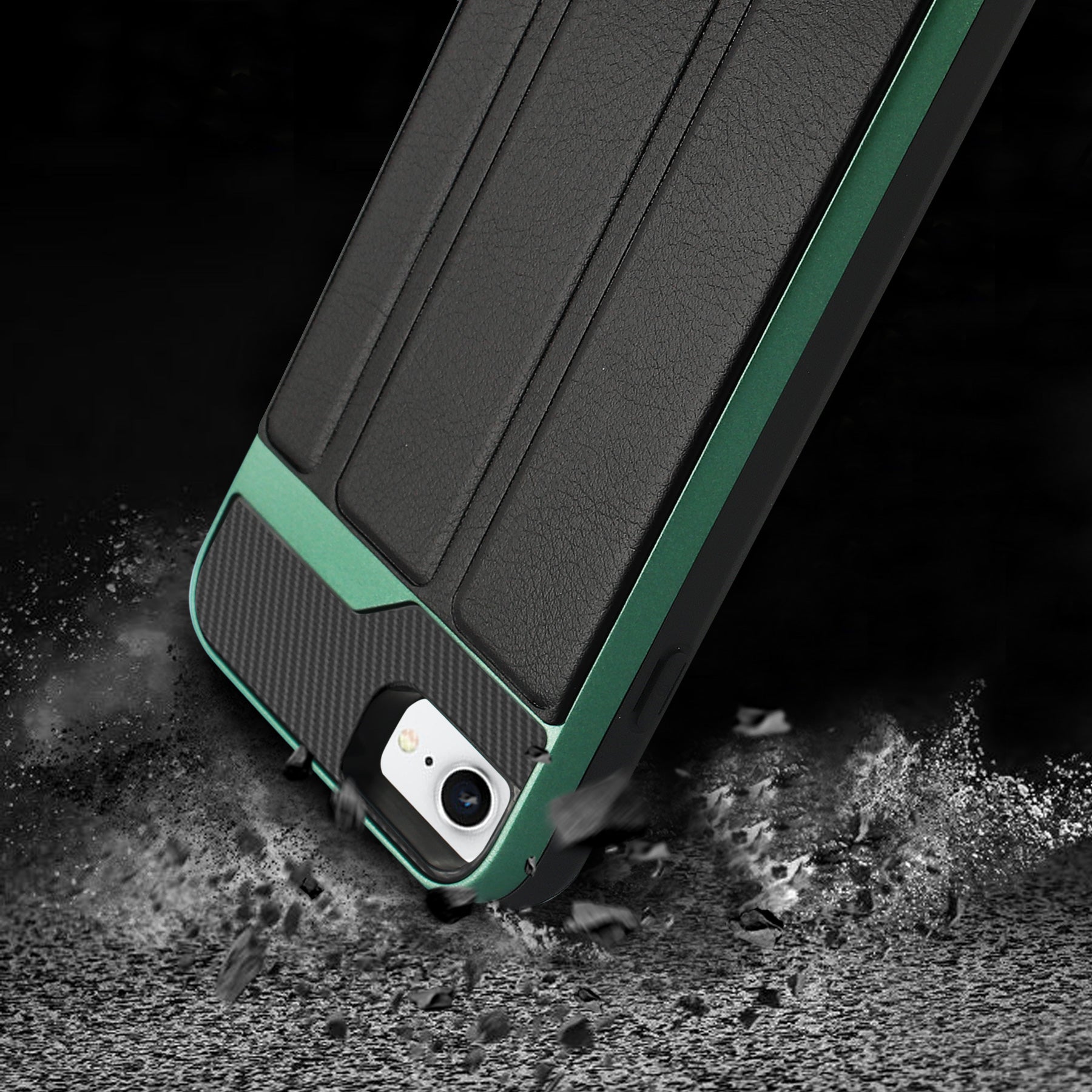 Wallet Case Leather Feel With Flip Cover Card Holder Kickstand iPhone 7/ 8/ SE2 /6/ 6S Black And Green Colors