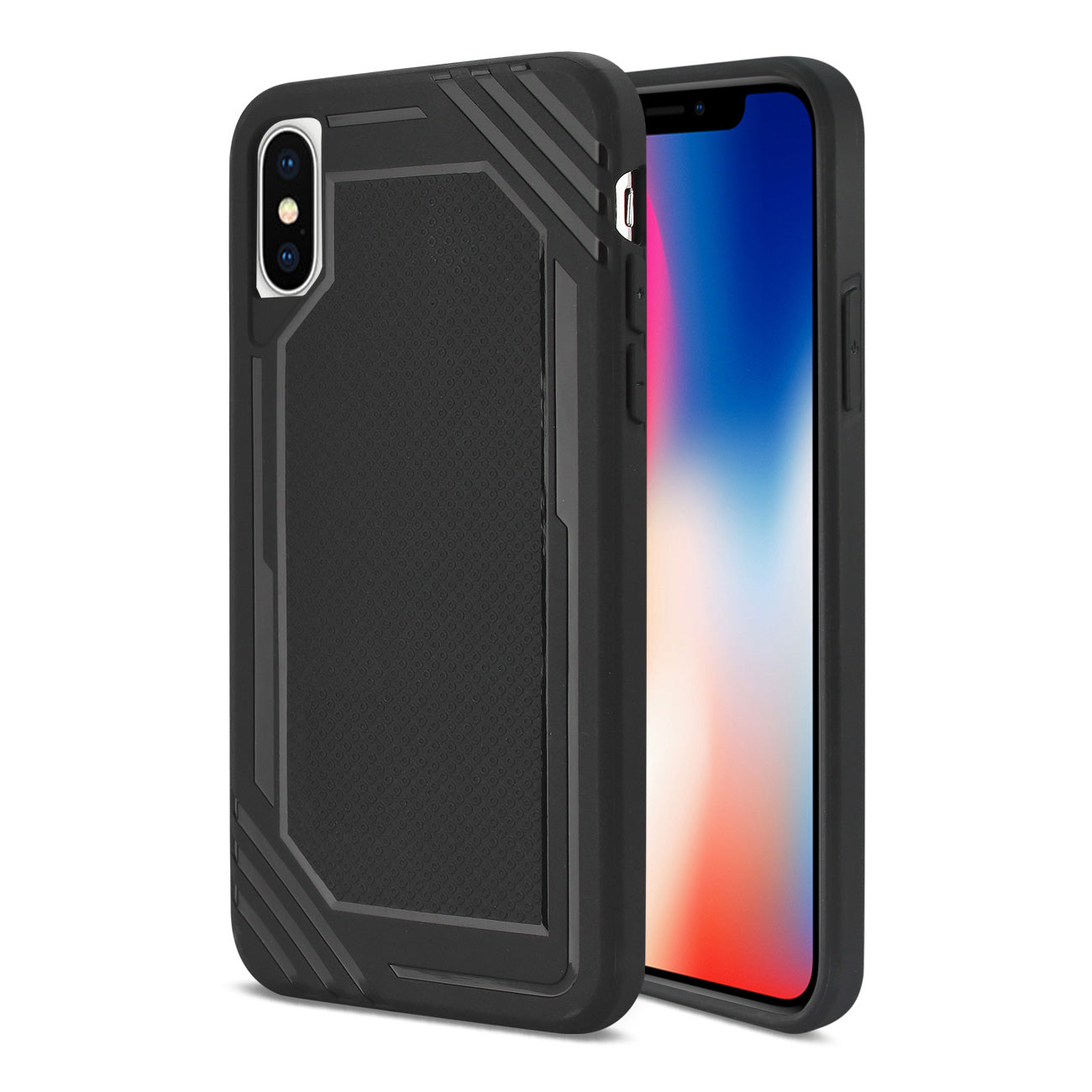iPhone X Slim-Fit Flexible Soft TPU Strong Rubber Bumper Anti-Slip Grip Protective Armor in Black