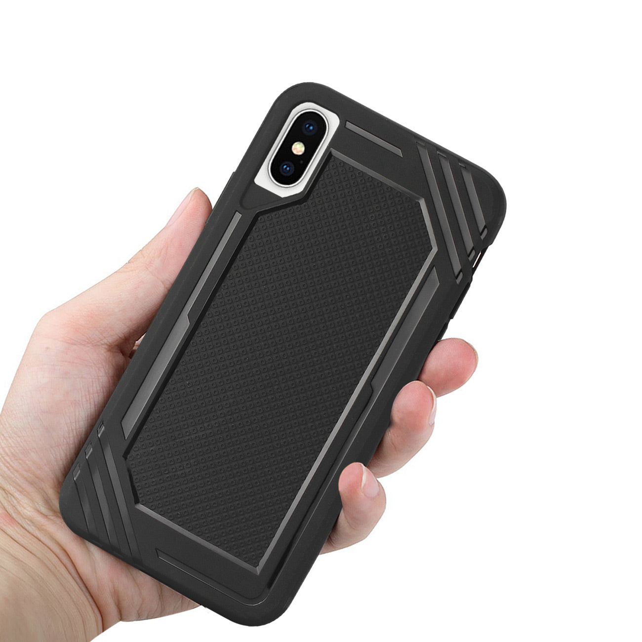 iPhone X Slim-Fit Flexible Soft TPU Strong Rubber Bumper Anti-Slip Grip Protective Armor in Black