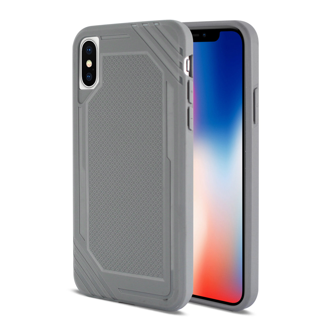 iPhone X Slim-Fit Flexible Soft TPU Strong Rubber Bumper Anti-Slip Grip Protective Armor in Gray