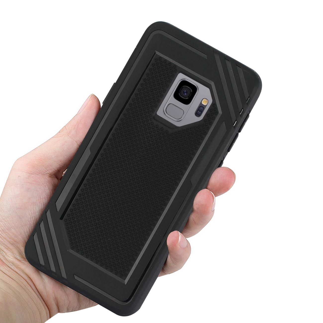Case Bumper Rubber Soft TPU Slim-Fit Anti-Slip Grip Samsung Galaxy S9 Black Color