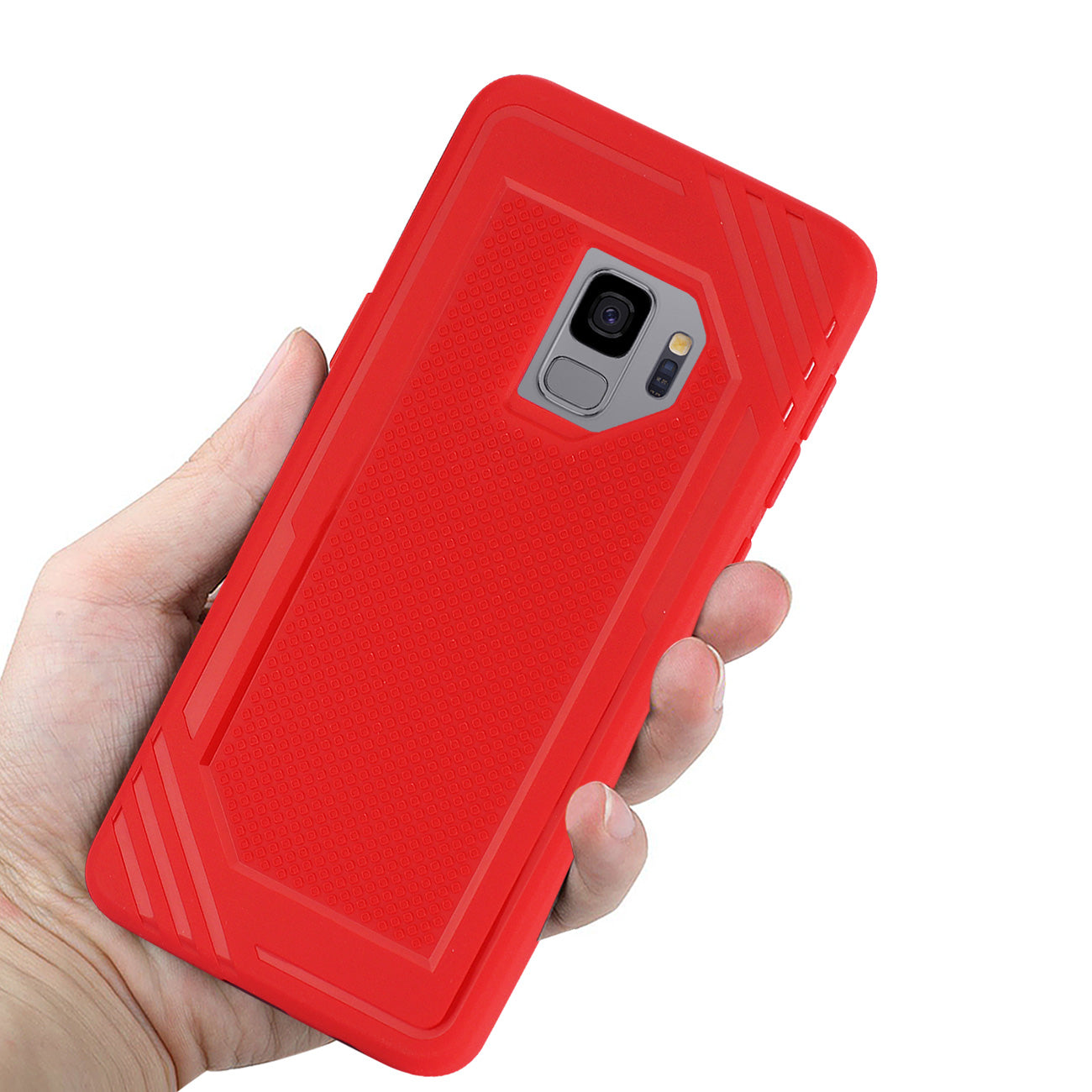 Cover Protective Bumper TPU Rubber Slim-Fit Soft Anti-Slip Grip Samsung Galaxy S9 Red Color