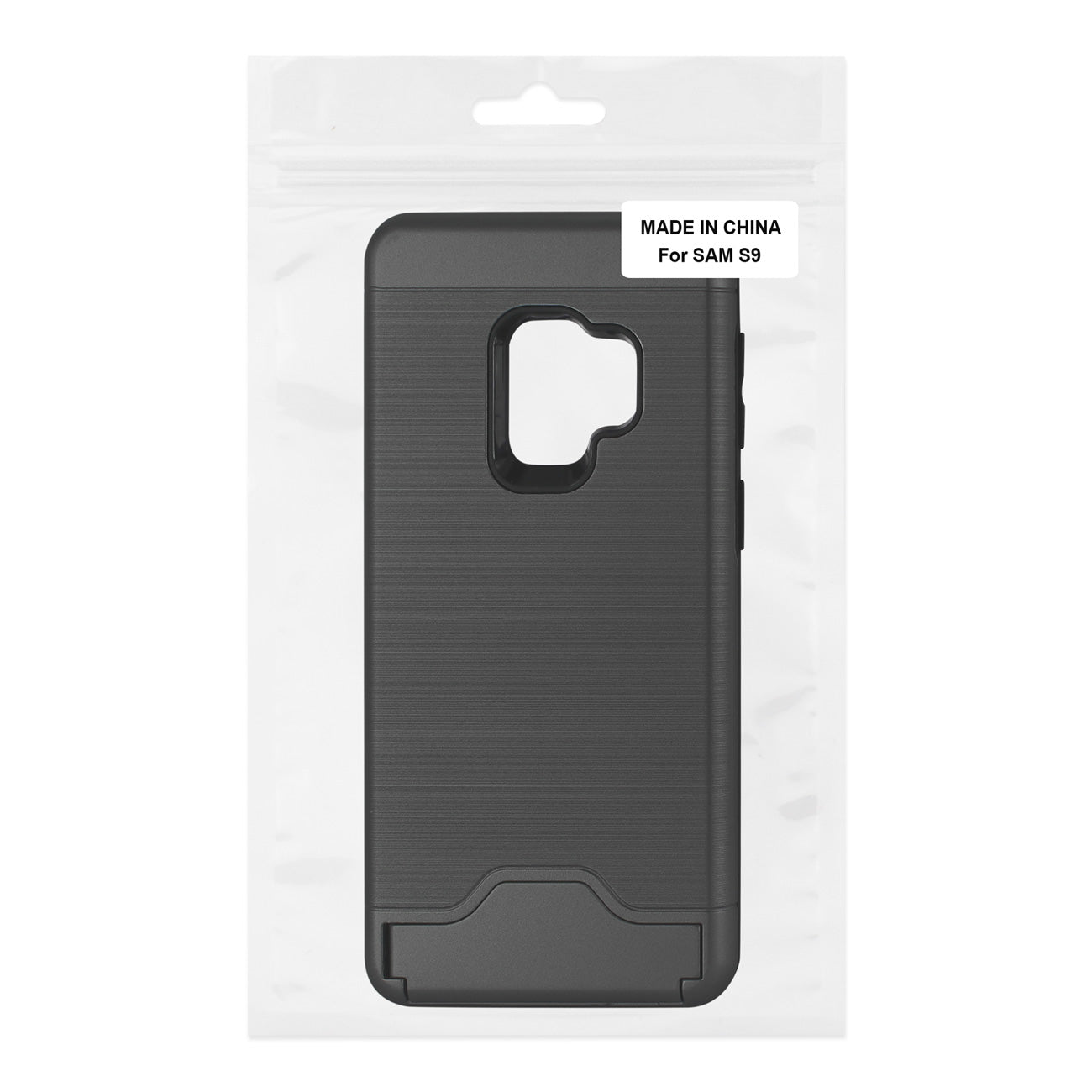 Case Hybrid Protective Kickstand Dual Layer Card Holder Samsung Galaxy S9 Black Color