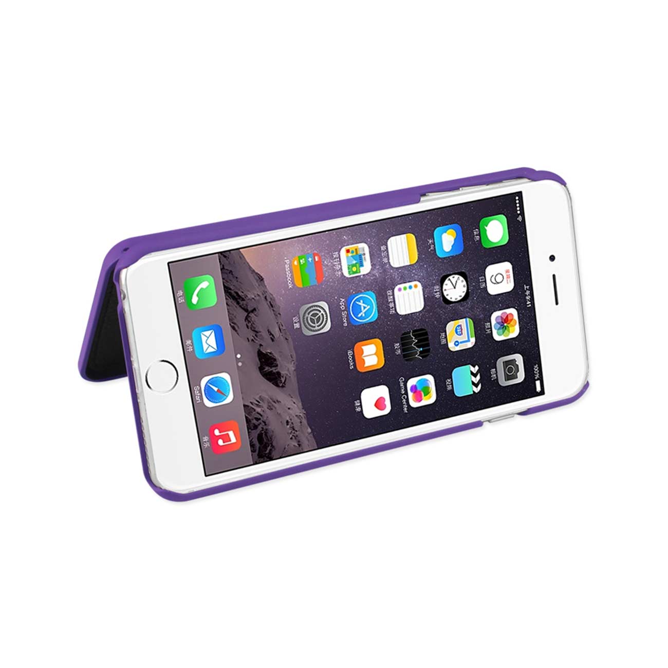 Wallet Case Hidden Mirror With Kickstand Function iPhone 6 Plus/ 6S Plus Purple Color