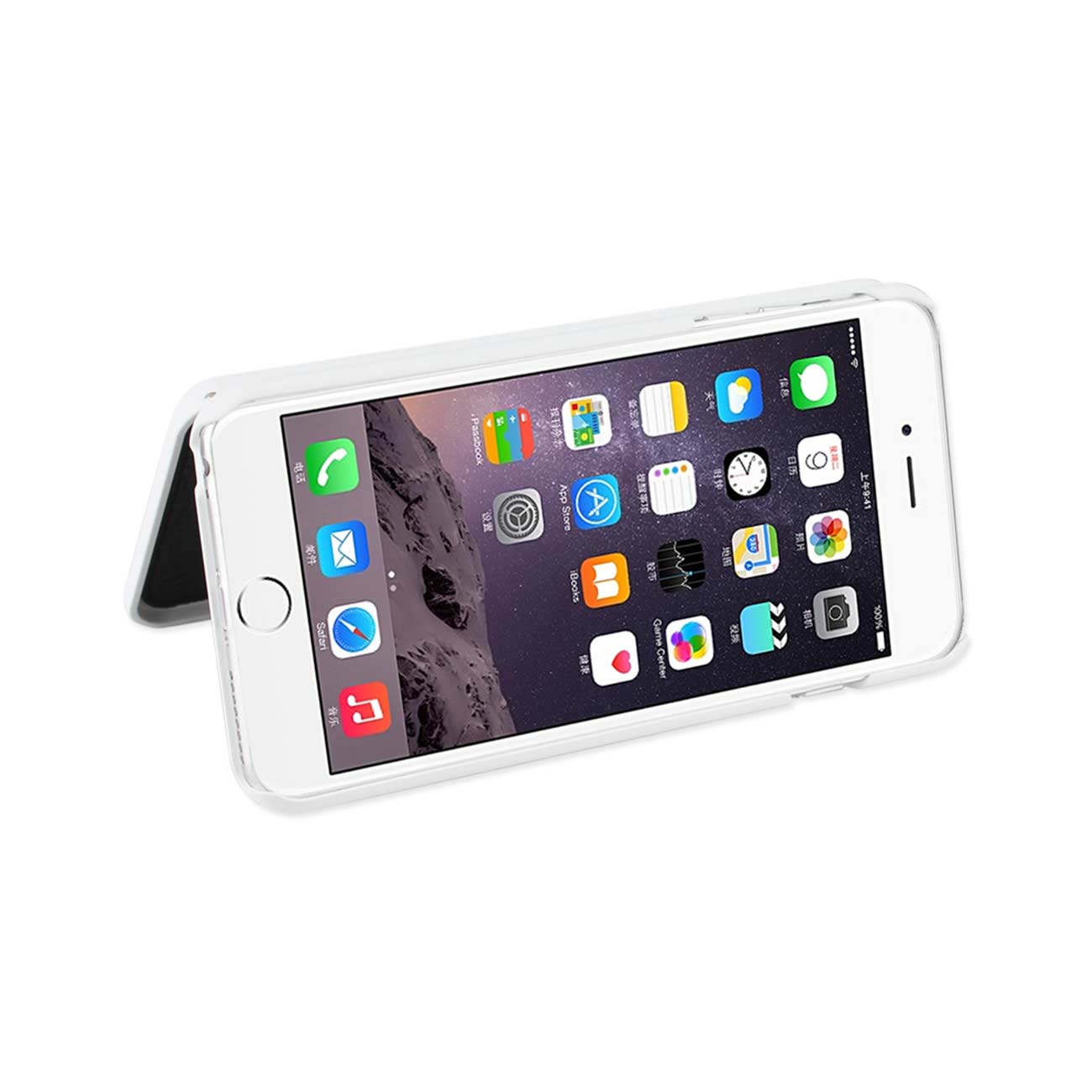 Wallet Case Hidden Mirror With Kickstand Function iPhone 6 Plus/ 6S Plus White Color
