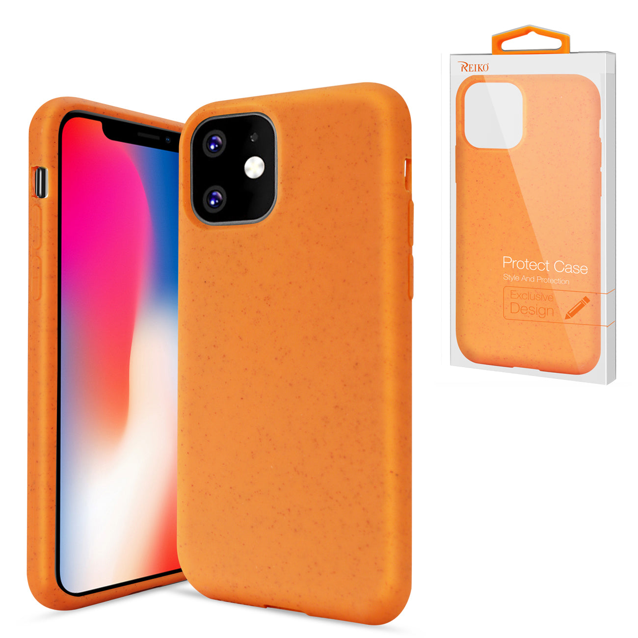 Phone Case Silicone Wheat Bran Material Apple iPhone 11 Orange Color