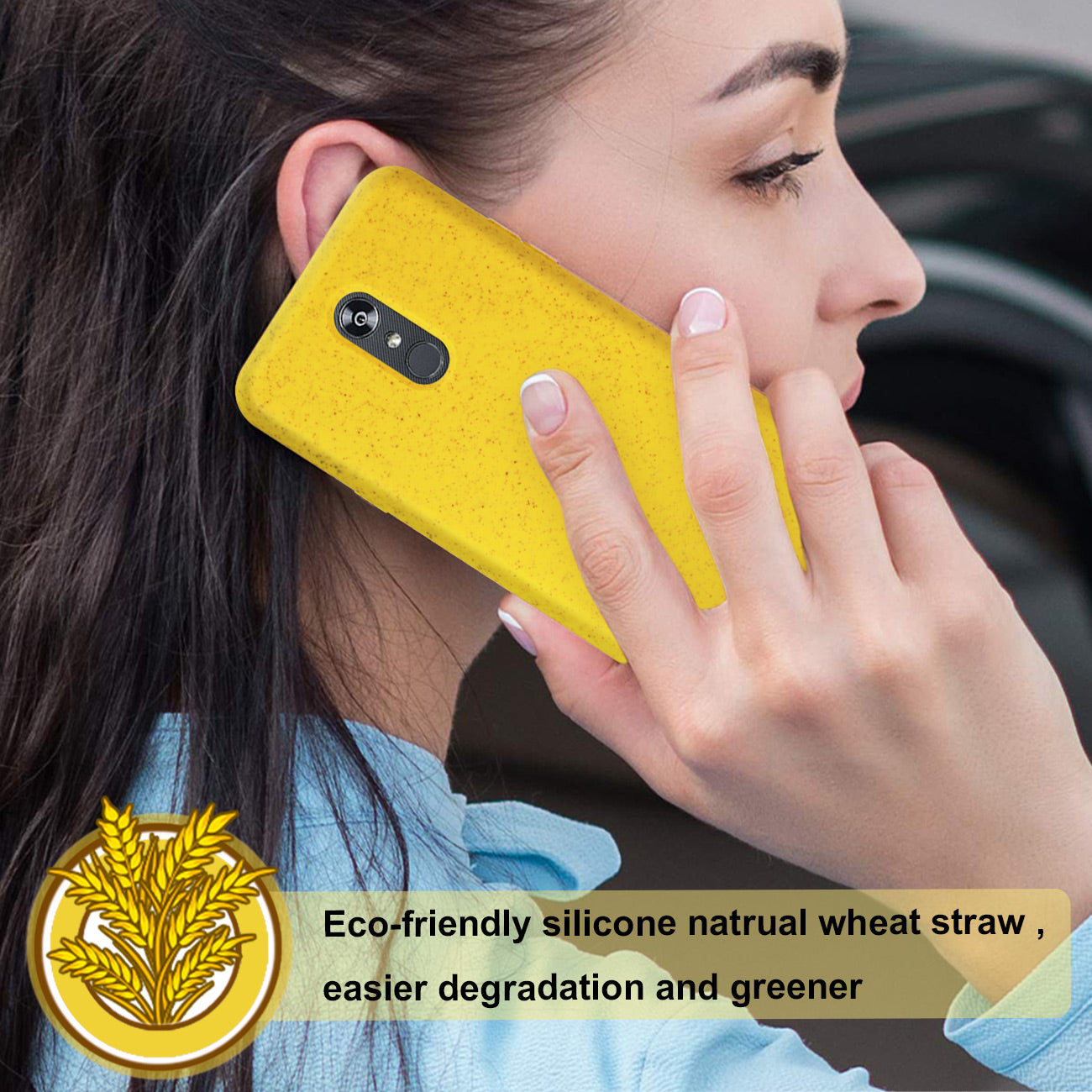 Phone Case Silicone Wheat Bran Material LG Stylo 5 Yellow Color