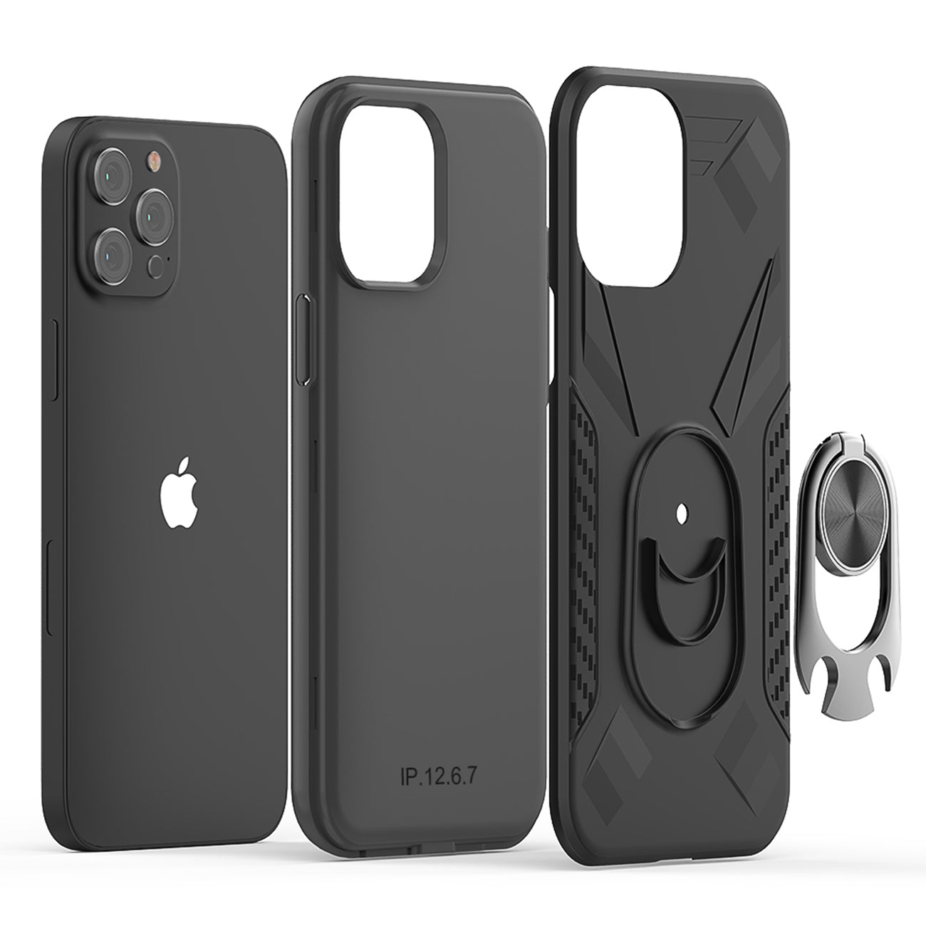 Case With Ring Holder Apple iPhone 12/ iPhone 12 Pro Black Color