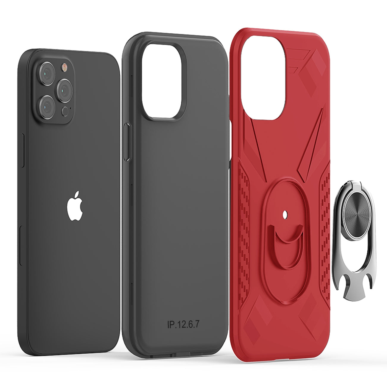 Case With Ring Holder Apple iPhone 12/ iPhone 12 Pro Red Color