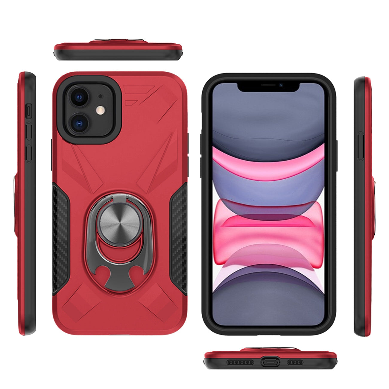 Case With Ring Holder Apple iPhone 11 Red Color