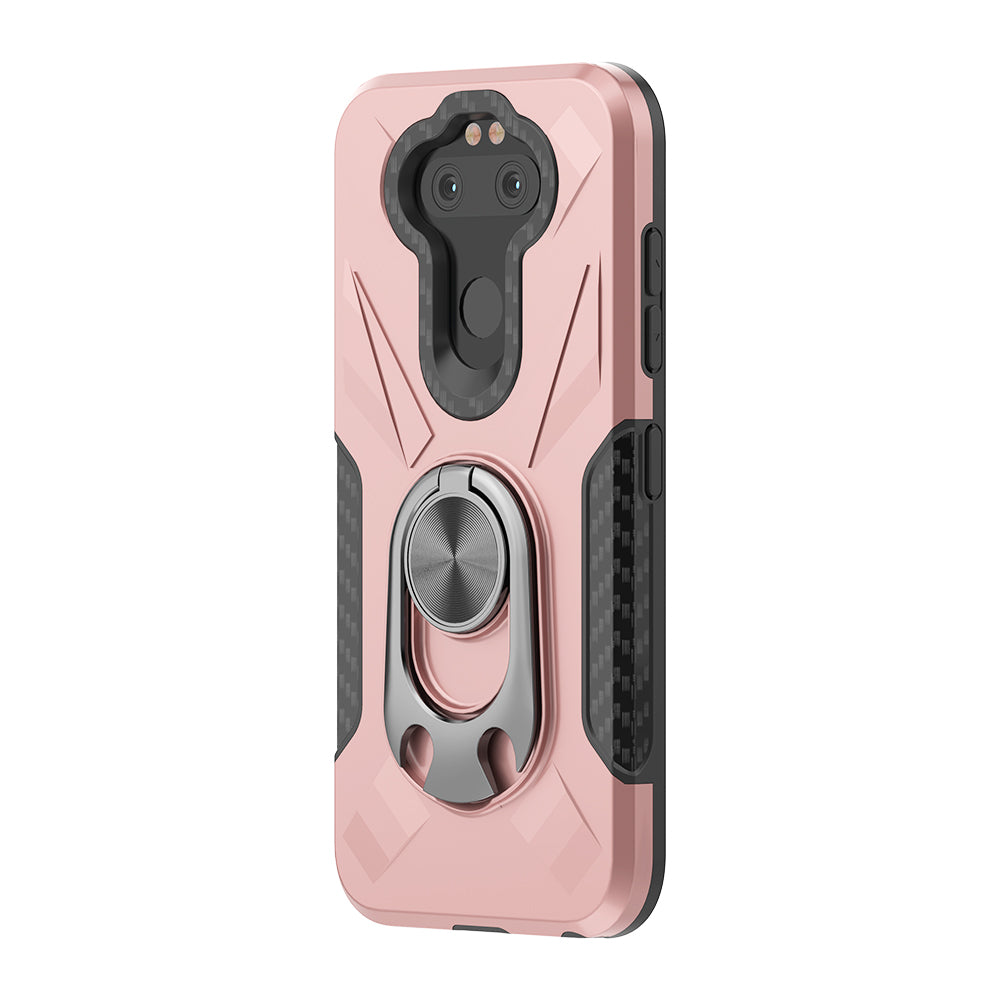 Phone Case With Ring Holder LG ARISTO 5 Rose Gold Color