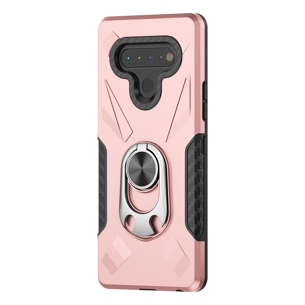 Phone Case With Ring Holder LG K51 Rose Gold Color