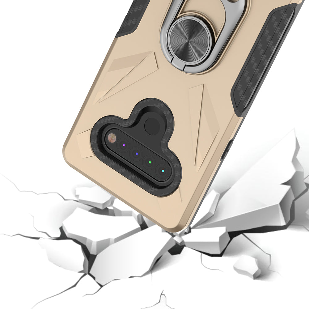 Phone Case With Ring Holder LG K51 Silver Color