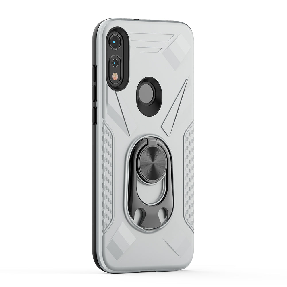 Case With Ring Holder Motorola E7 Silver Color