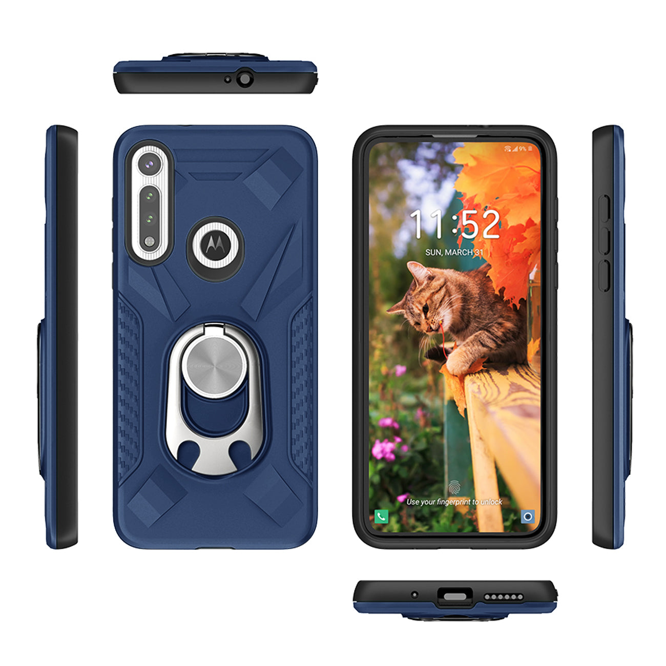Case With Ring Holder Motorola Moto G Fast Blue Color