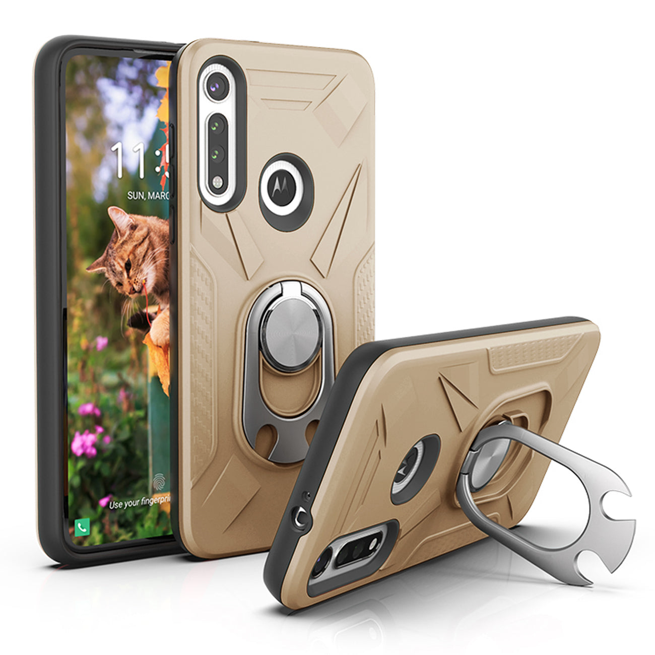Case With Ring Holder Motorola Moto G Fast Gold Color