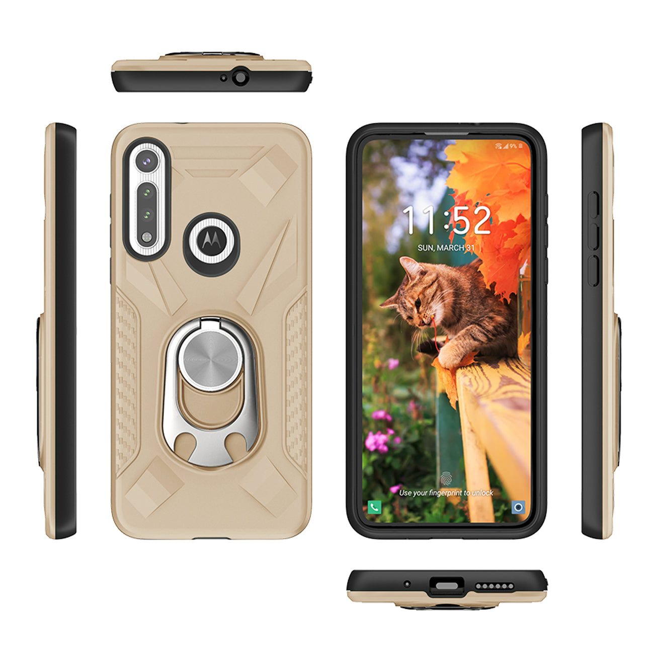 Case With Ring Holder Motorola Moto G Fast Gold Color