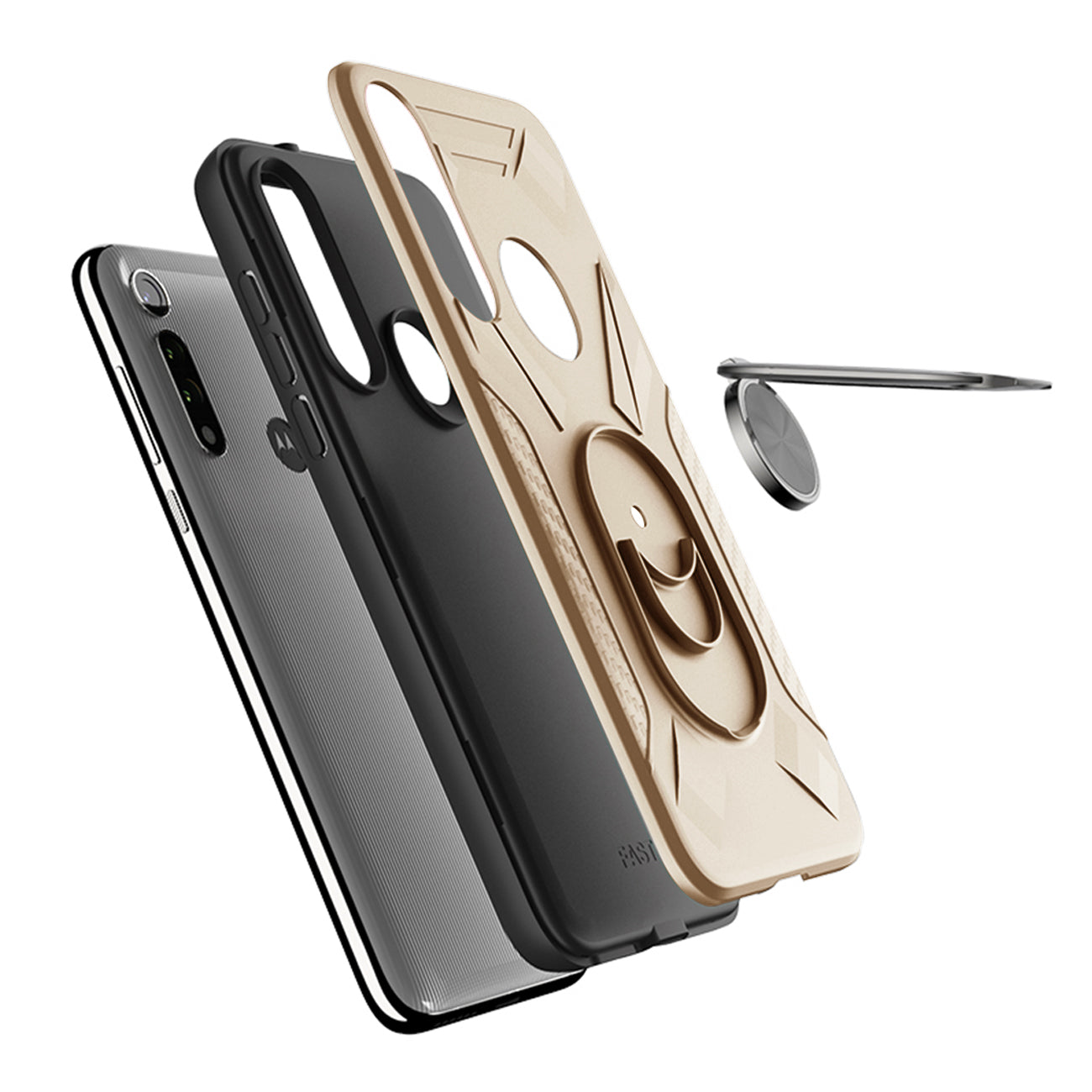 Case With Ring Holder Motorola Moto G Fast Gold Color